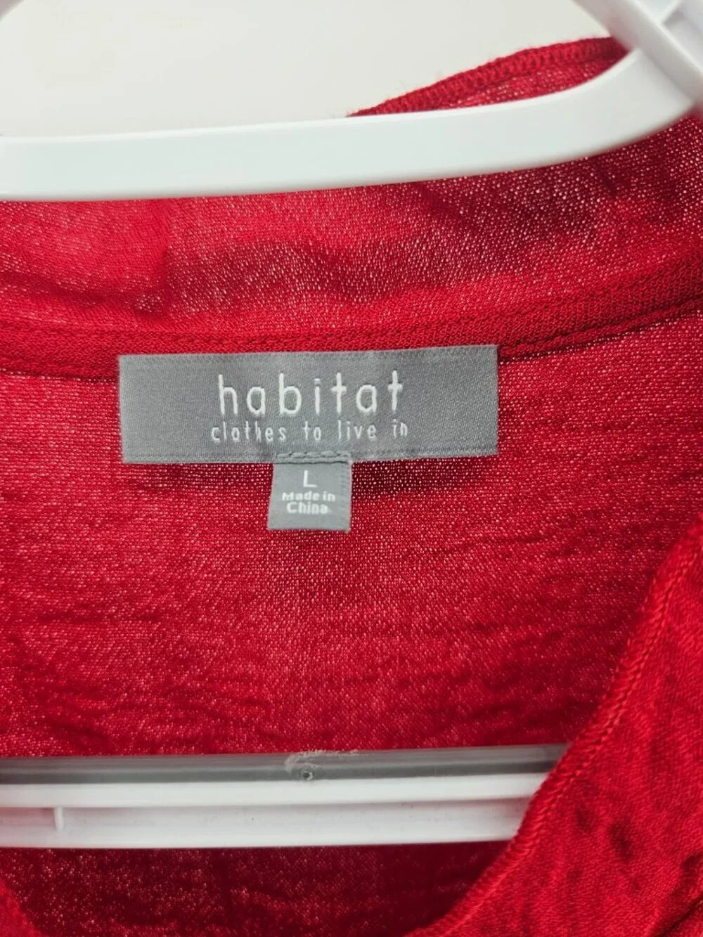 Habitat Clothes To Live In Mandarin Collar Button Up Shirt Red Women L Lagenlook
